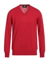 Alpha Studio Man Sweater Red Size 42 Merino Wool In Red