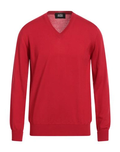 Alpha Studio Man Sweater Red Size 42 Merino Wool