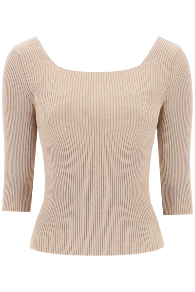 Fendi Cotton Sweater In Beige