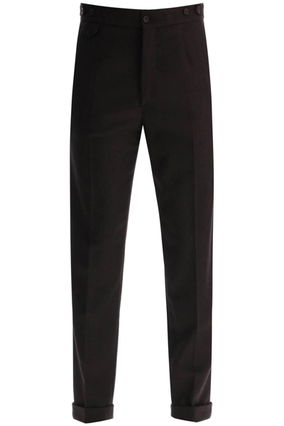 Dolce & Gabbana Re Edition Flannel Trousers In Brown
