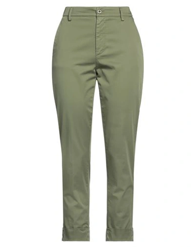 Dondup Woman Pants Military Green Size 29 Cotton, Elastane In Green
