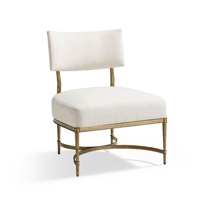 Frontgate Angelina Accent Chair In Brass,performance Linen Ivory