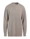 Rossopuro Man Sweater Taupe Size 4 Wool, Cashmere In Grey