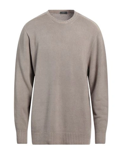 Rossopuro Man Sweater Taupe Size 4 Wool, Cashmere In Grey