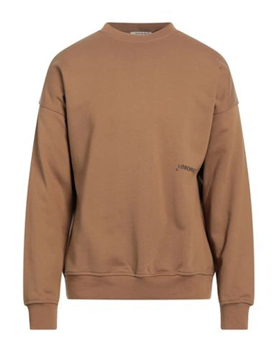 Hinnominate Man Sweatshirt Brown Size S Cotton, Elastane In Beige