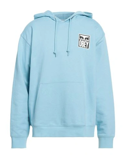 Obey Man Sweatshirt Sky Blue Size Xl Cotton, Polyester