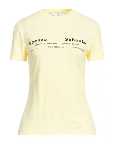 Proenza Schouler Woman T-shirt Light Yellow Size L Cotton, Elastane