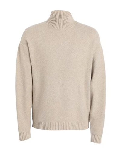 Jack & Jones Man Turtleneck Beige Size Xl Cotton, Recycled Polyester, Wool, Elastane