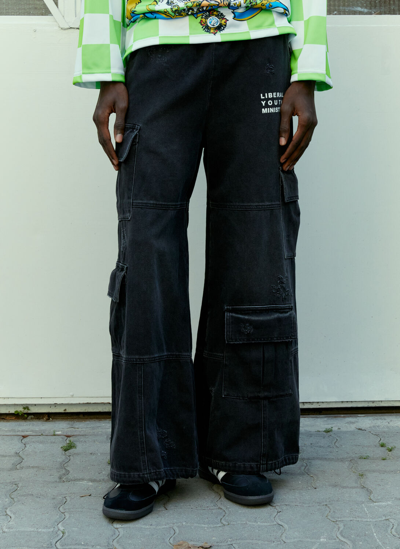 Liberal Youth Ministry Wide Leg Cargo Pants In Black