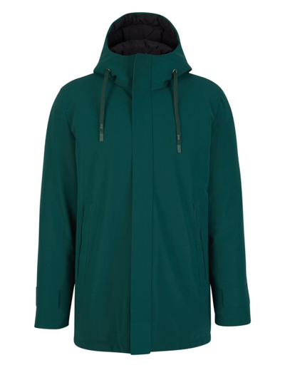 Herno Funnel Neck Hooded Coat In Green