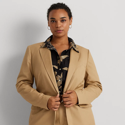 Lauren Woman Cotton Twill Blazer In Birch Tan