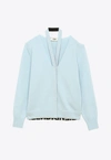 Fendi Asymmetric Wool And Silk Cardigan In Light Blue