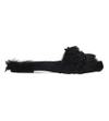 ALBERTA FERRETTI Crystal-embellished shearling slide sandals
