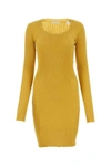 BURBERRY BURBERRY WOMAN MUSTARD STRETCH WOOL BLEND DRESS