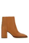 CHLOÉ CHLOE WOMAN CARAMEL LEATHER EDITH ANKLE BOOTS