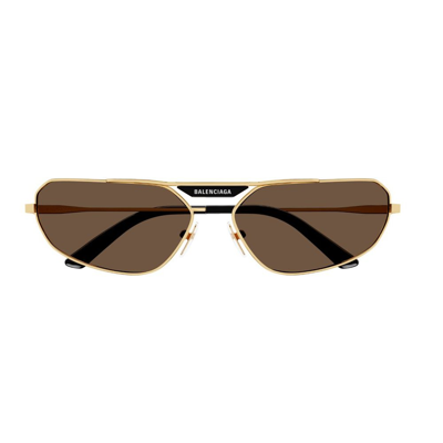 Balenciaga Eyewear Rectangular Frame Sunglasses In Gold