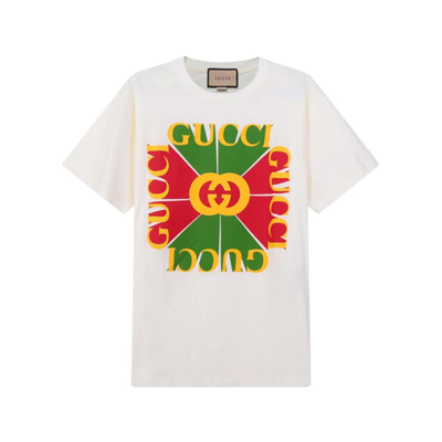 Gucci Vintage Logo Print Cotton T-shirt In Sunlight/mc