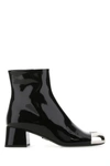 PRADA PRADA WOMAN BLACK PATENT LEATHER ANKLE BOOTS