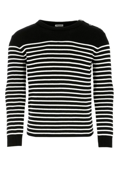 SAINT LAURENT SAINT LAURENT MAN EMBROIDERED COTTON BLEND SWEATER