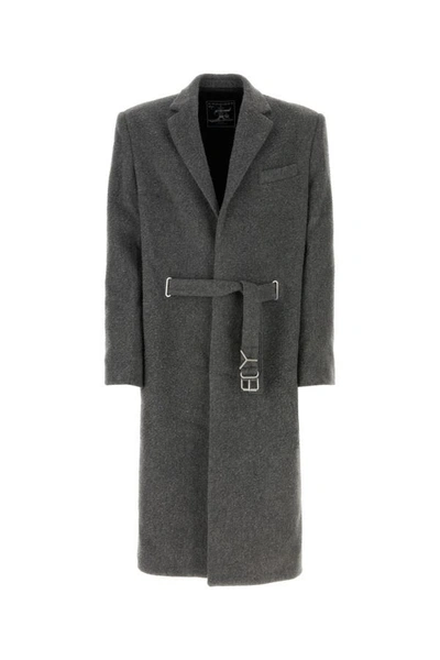 Y/project Single-breasted Belted Wool-blend Coat In Gray