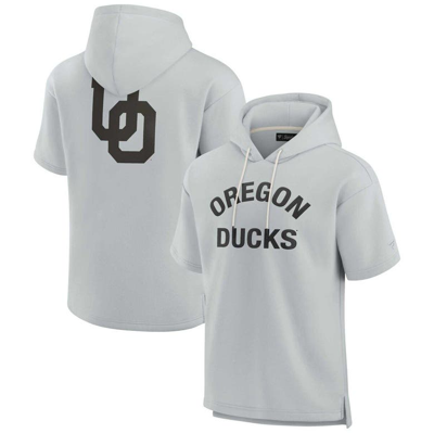Fanatics Signature Unisex  Gray Oregon Ducks Super Soft Fleece Short Sleeve Pullover Hoodie