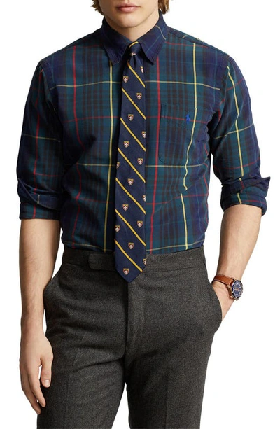 Polo Ralph Lauren Classic Fit Plaid Button-down Oxford Shirt In Navy/ Green Multi