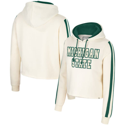 Colosseum Cream Michigan State Spartans Perfect Date Cropped Pullover Hoodie