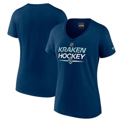Fanatics Branded  Deep Sea Blue Seattle Kraken Authentic Pro V-neck T-shirt