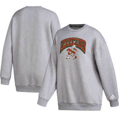 Adidas Originals Adidas  Grey Miami Hurricanes Vintage Stylin Pullover Sweatshirt