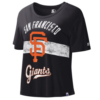 Starter Black San Francisco Giants  Record Setter Crop Top