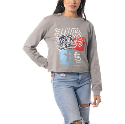 The Wild Collective Grey St. Louis Cardinals Cropped Long Sleeve T-shirt