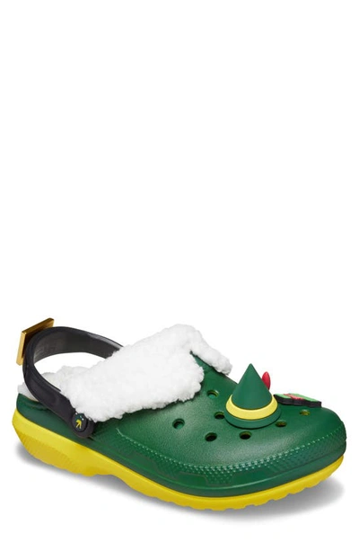 Crocs Elf Classic 209372-7c1 Unisex Kid's Hunter Green Yellow Slip-on Clog Cro1 In Green/white