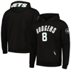 PRO STANDARD PRO STANDARD AARON RODGERS BLACK NEW YORK JETS PLAYER NAME & NUMBER PULLOVER HOODIE