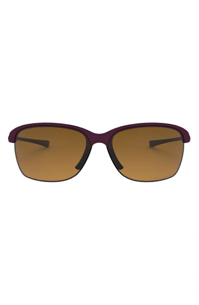 Oakley Unstoppable 65mm Gradient Polarized Oversize Rectangular Sunglasses In Raspberry/ Brown P