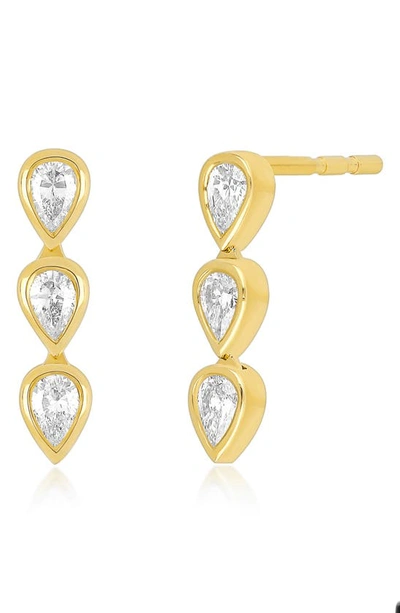 Ef Collection Single Bezel Diamond Drop Earring In Yellow Gold