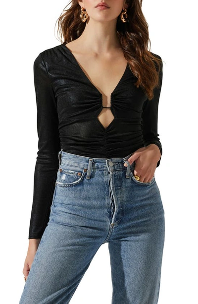 Astr The Label Josie Keyhole Bodysuit In Black