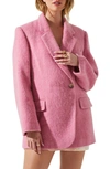 Astr Kindra Brushed Notch Lapel Coat In Pink