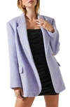 Astr Kindra Brushed Notch Lapel Coat In Periwinkle