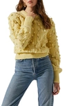 Astr Lexi Pointelle Pom Sweater In Yellow