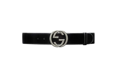 Pre-owned Gucci Interlocking G Buckle Wide Belt Black