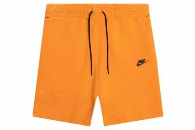 Pre-owned Nike Sportswear Tech Fleece Washed Shorts Kumquat/black