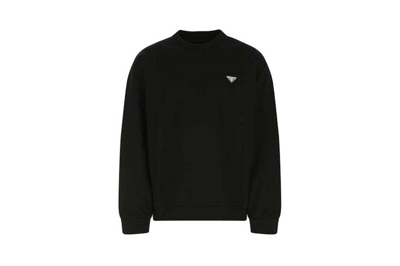 Pre-owned Prada Logo Plaque Round-neck Sweatshirt Black