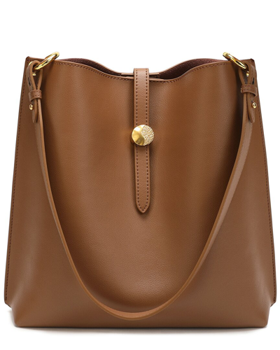 Tiffany & Fred Paris Smooth Leather Shoulder Bag In Brown