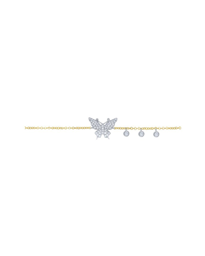 Meira T 14k Two-tone 0.21 Ct. Tw. Diamond Butterfly Bracelet