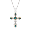 ROSS-SIMONS LONDON BLUE TOPAZ CROSS PENDANT NECKLACE IN STERLING SILVER AND 14KT YELLOW GOLD