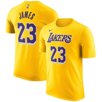 Nike Lebron James Gold Los Angeles Lakers Icon 2022/23 Name & Number T-shirt