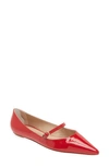 Stuart Weitzman Emilia Mary Jane Flat In Cherry Patent