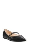 Stuart Weitzman Emilia Leather Mary Jane Point-toe Flats In Black