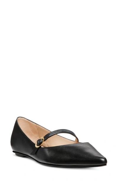Stuart Weitzman Emilia Leather Mary Jane Point-toe Flats In Black