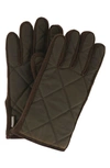 Barbour Winterdale Wax Cotton Gloves In Green